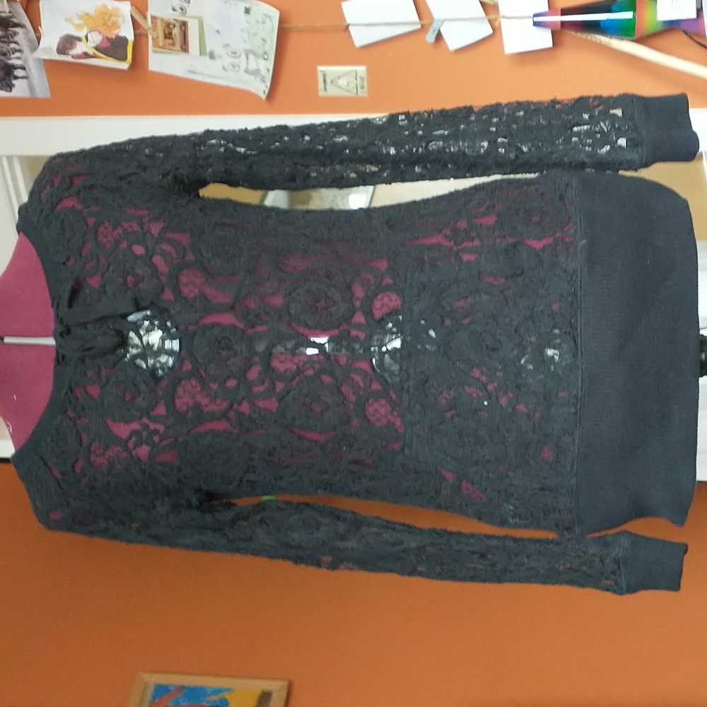 Sugar rush, women's medium, black/see through party shirt